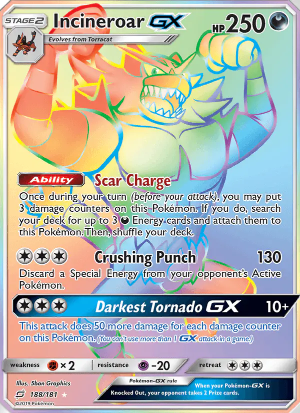 Carta Incineroar GX 188/181 de Team Up