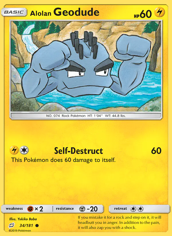 Carta Alolan Geodude 34/181 de Team Up