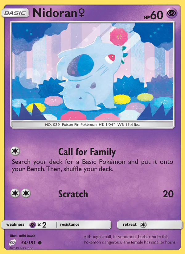 Carta Nidoran♀ 54/181 de Team Up
