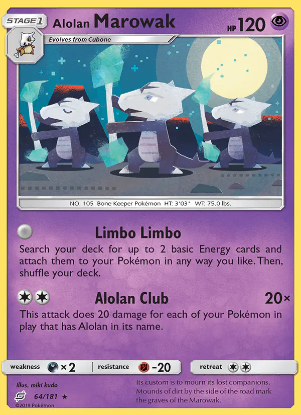 Carta Alolan Marowak 64/181 de Team Up