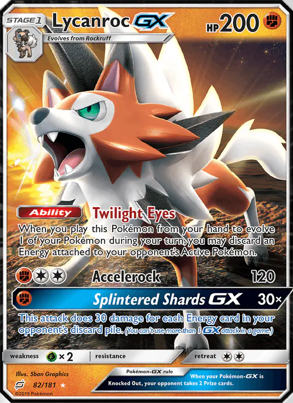 Carta Lycanroc GX 82/181 de Team Up