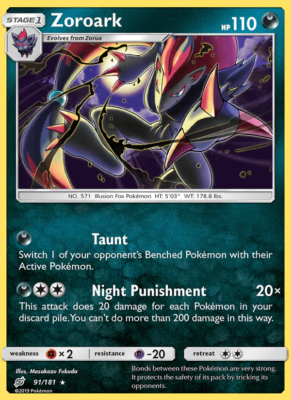 Carta Zoroark 91/181 de Team Up