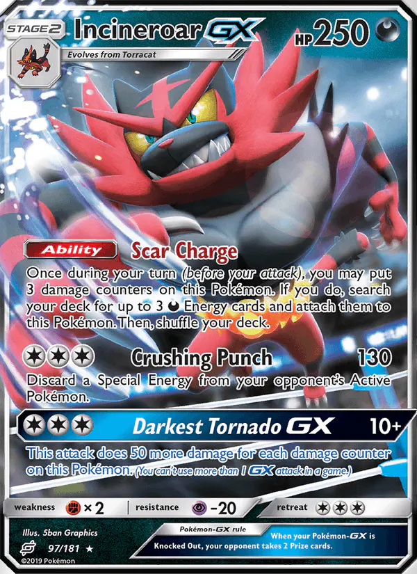 Carta Incineroar GX 97/181 de Team Up