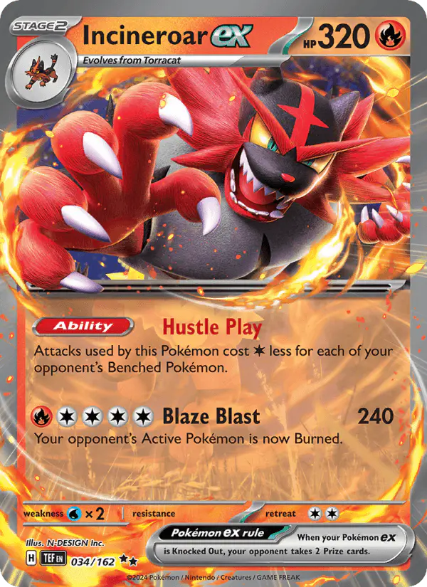 Carta Incineroar ex 034/162 de Temporal Forces