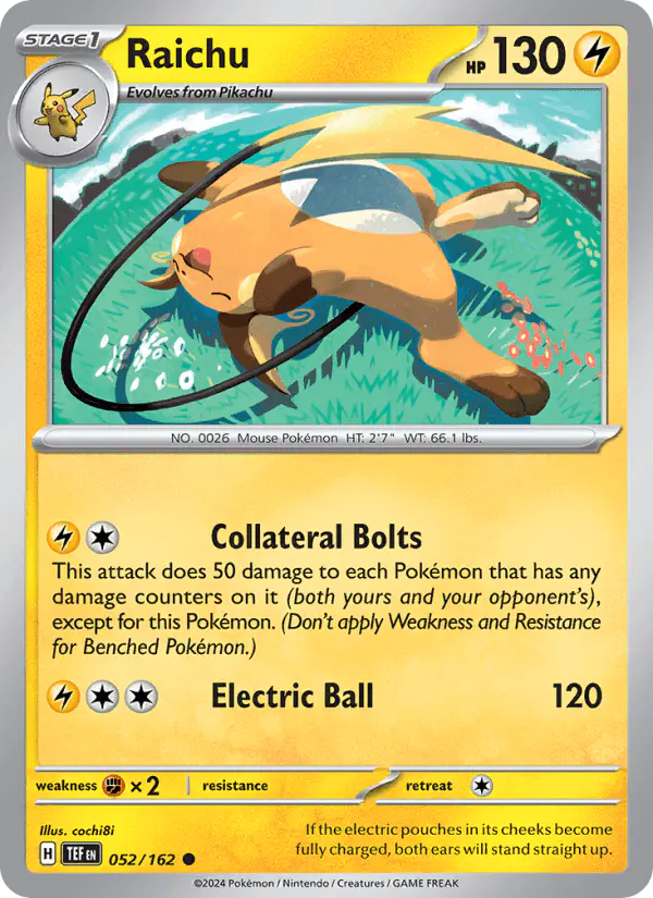 Carta Raichu 052/162 de Temporal Forces