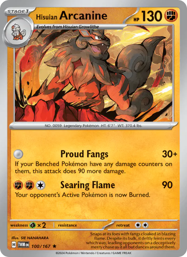 Carta Hisuian Arcanine 100/167 de Twilight Masquerade