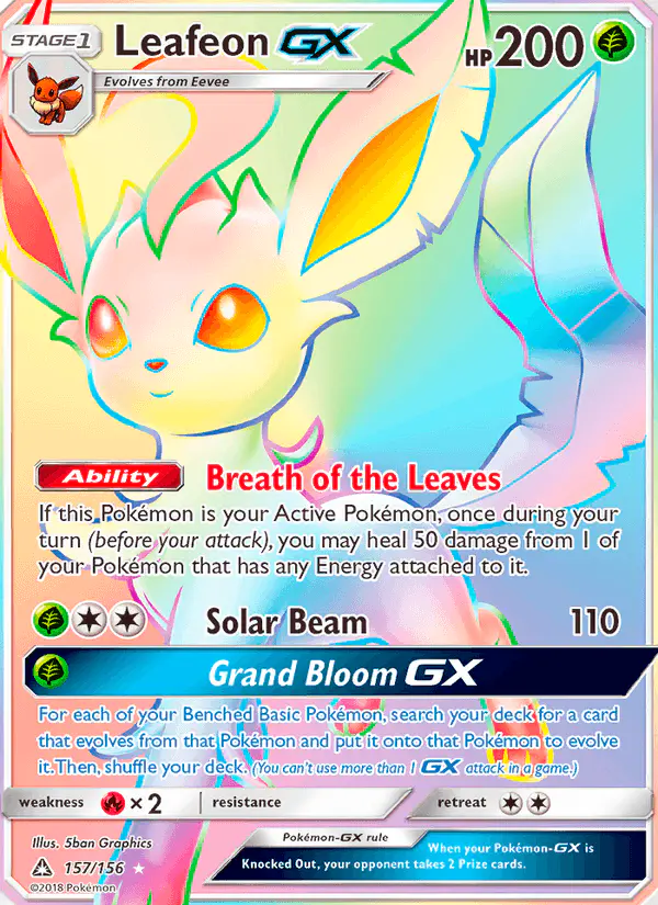 Carta Leafeon GX 157/156 de Ultra Prism
