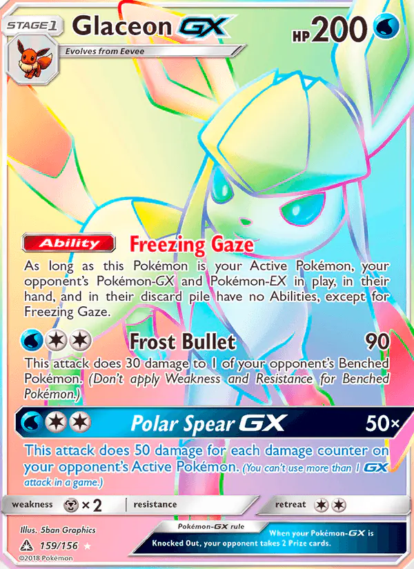 Carta Glaceon GX 159/156 de Ultra Prism