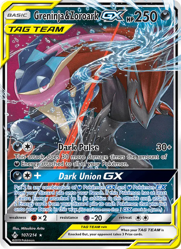 Carta Greninja & Zoroark GX 107/214 de Unbroken Bonds