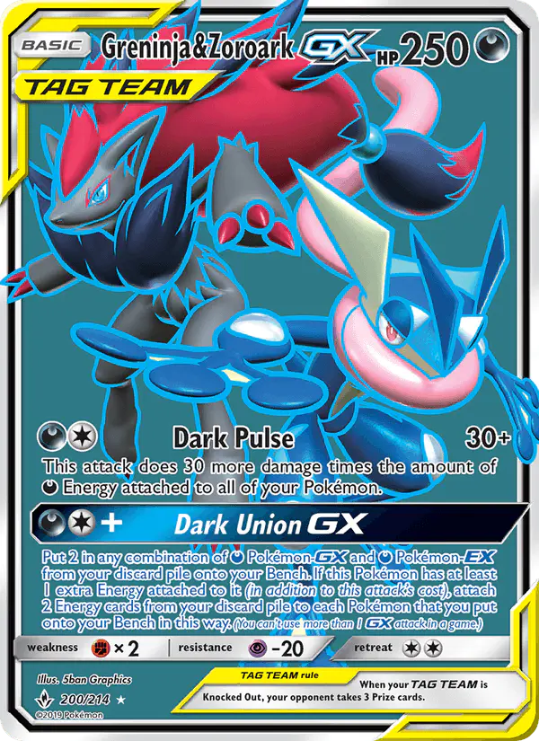Carta Greninja & Zoroark GX 200/214 de Unbroken Bonds