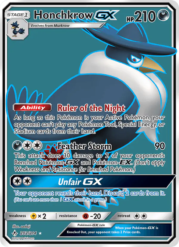 Carta Honchkrow GX 202/214 de Unbroken Bonds