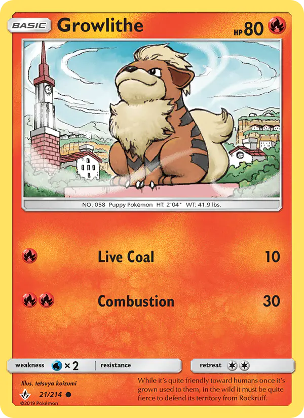 Carta Growlithe 21/214 de Unbroken Bonds