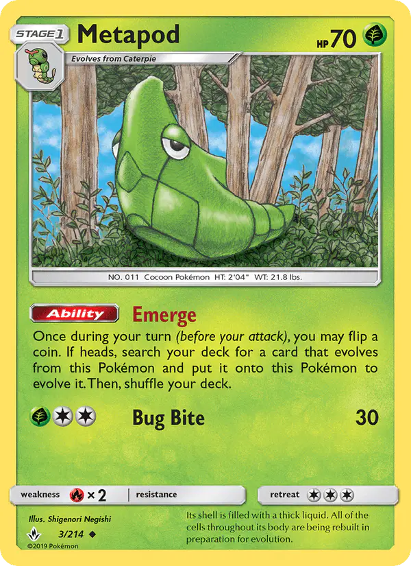 Carta Metapod 3/214 de Unbroken Bonds