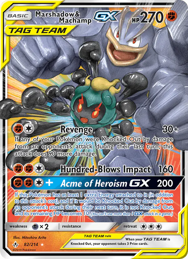 Carta Marshadow & Machamp GX 82/214 de Unbroken Bonds