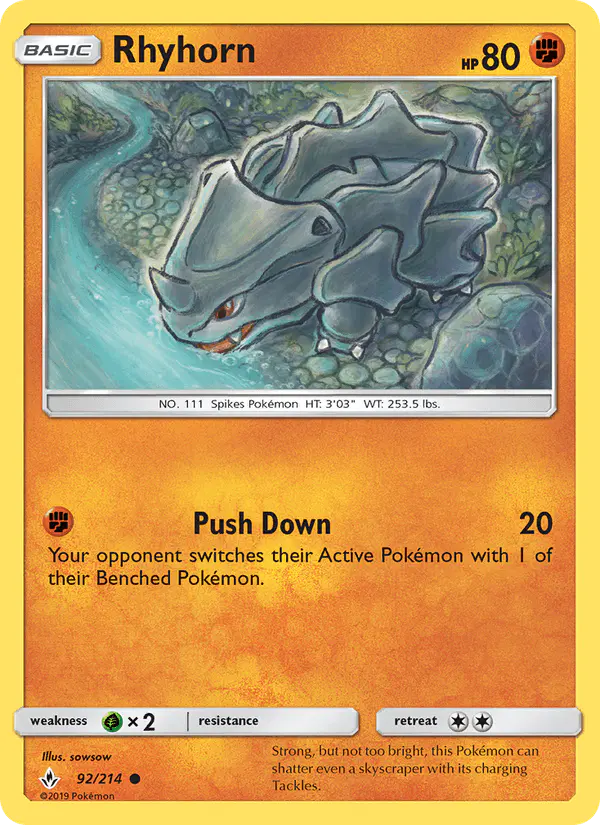 Carta Rhyhorn 92/214 de Unbroken Bonds