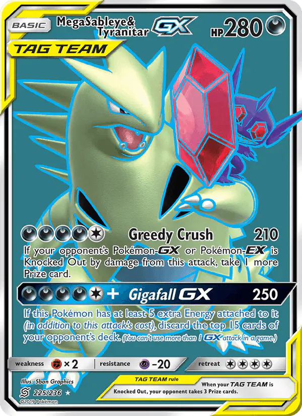 Carta Mega Sableye & Tyranitar GX 225/236 de Unified Minds