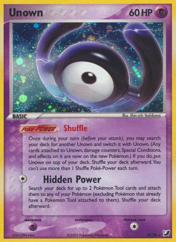 Carta Unown H de Unseen Forces Unown Collection