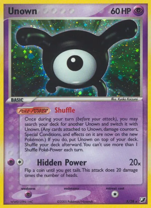 Carta Unown X de Unseen Forces Unown Collection