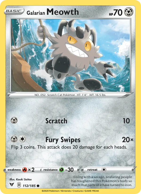 Carta Galarian Meowth 112/185 de Vivid Voltage