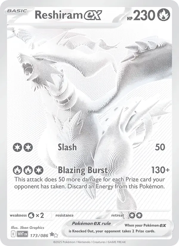 Carta Reshiram ex 173/086 de White Flare