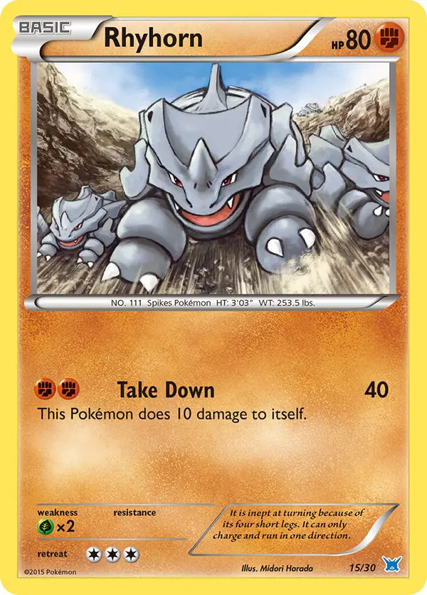 Carta Rhyhorn 15/30 de XY trainer Kit (Latios)