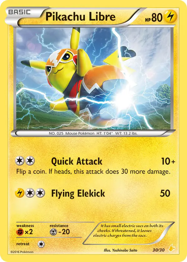 Carta Pikachu Libre #30 de XY trainer Kit (Pikachu Libre)