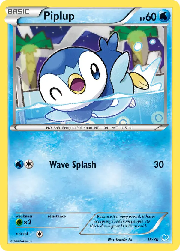 Carta Piplup 16/30 de XY trainer Kit (Suicune)
