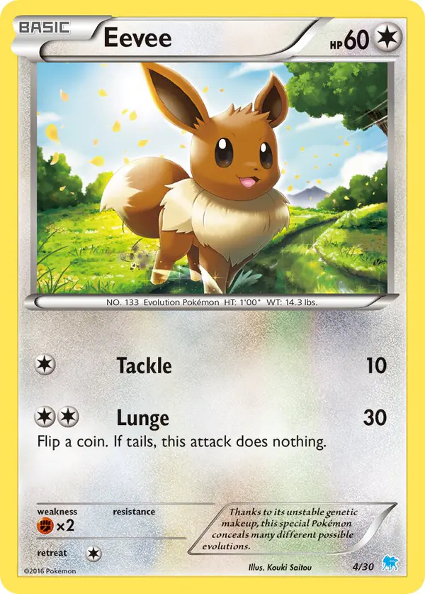 Carta Eevee 4/30 de XY trainer Kit (Suicune)