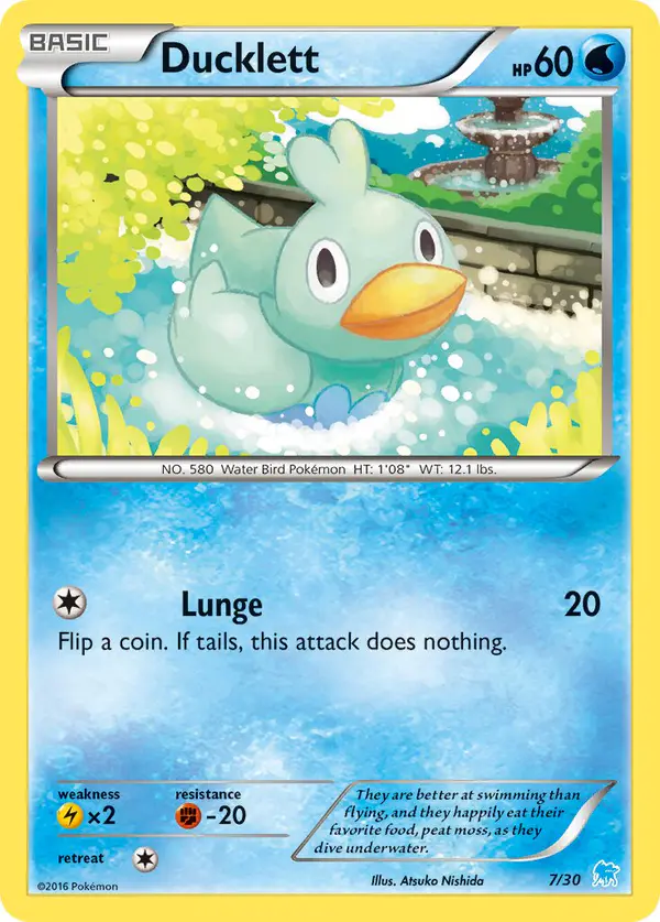 Carta Ducklett 7/30 de XY trainer Kit (Suicune)