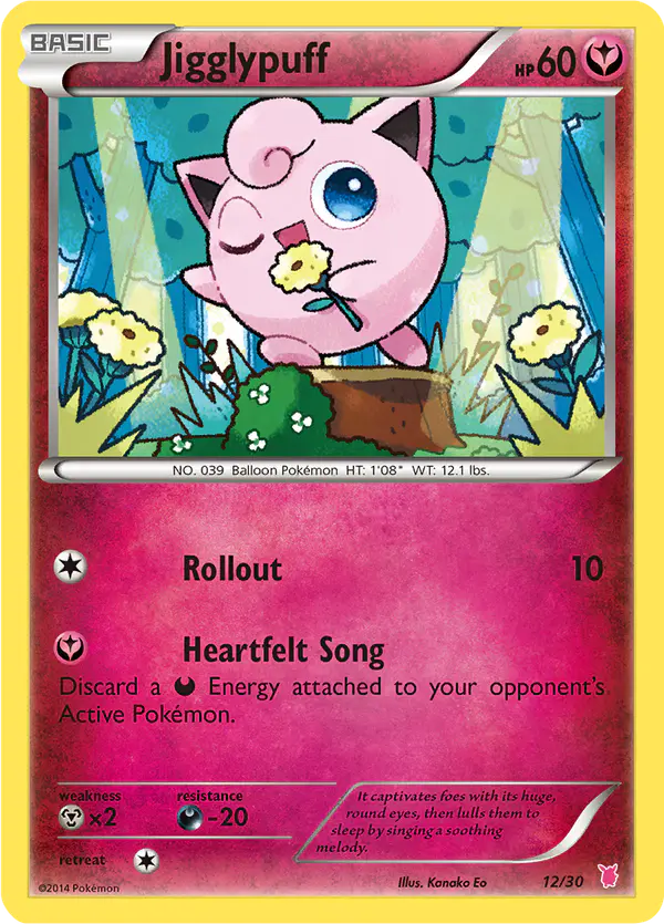 Carta Jigglypuff 12/30 de XY trainer Kit (Wigglytuff)